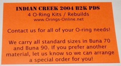 Indian Creek 2004 B2K PDS Marker O-ring Kit - 2 Rebuilds