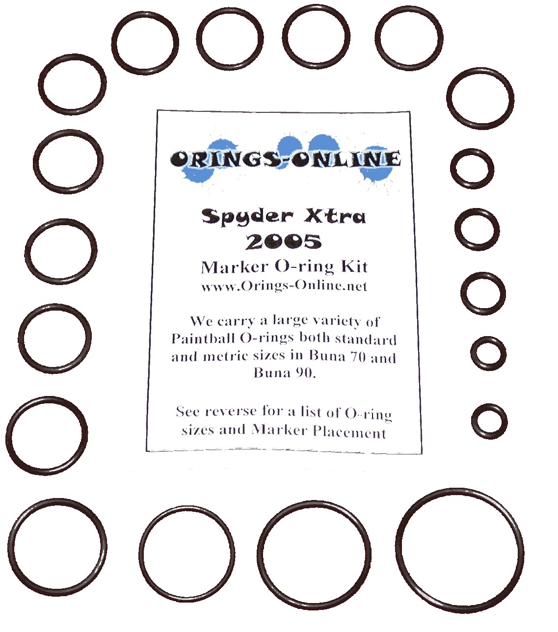 SQUARE & ROUND STANDARD RUBBER O-RINGS 3/32" PAINTBALL 